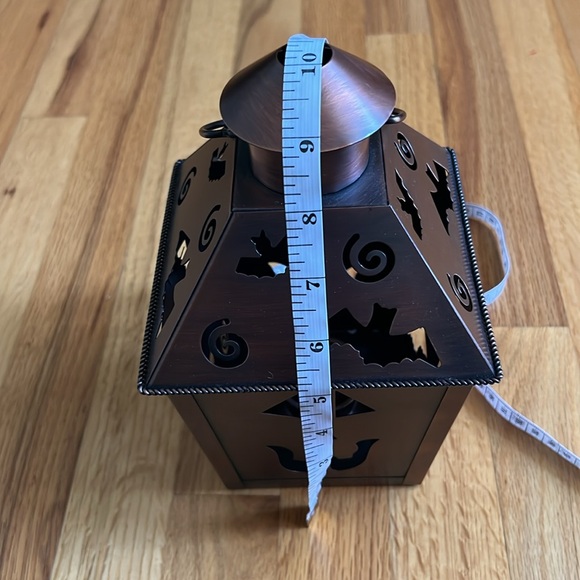 Copper-tone Halloween Jack-o-lantern. Includes tea light. - Picture 8 of 9